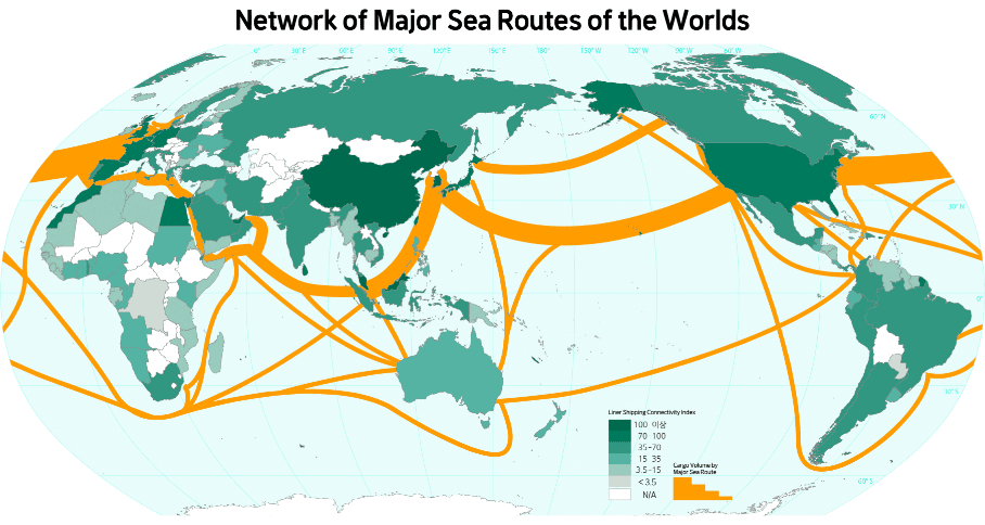 Network of Major Sea Routes of the worlds