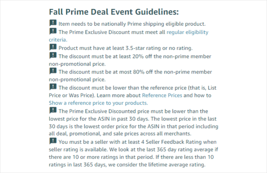Fall Prime Day Guidelines