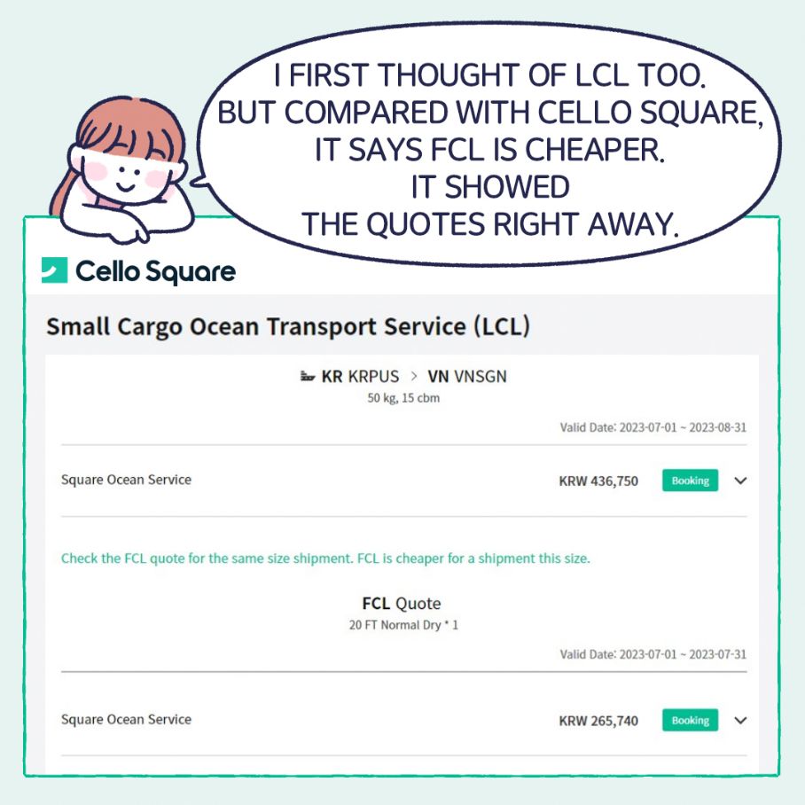 I FIRST THOUGHT OF LCL TOO. BUT COMPARED WITH CELLO SQUARE, IT SAYS FCL IS CHEAPER IT SHOWED THE QUOTES RIGHT AWAY.