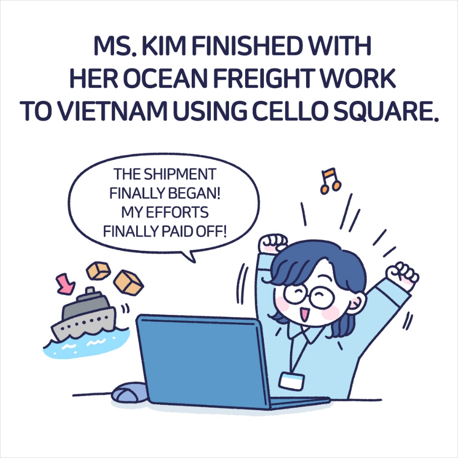 MS. KIM FINISHED WITH HER OCEAN FREIGHT WORK TO VIETNAM USING CELLO SQUARE.