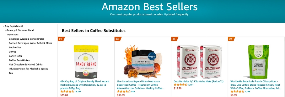 Amazon Coffee Substitutes BSR