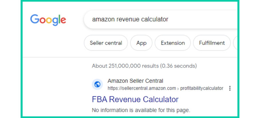 Google Search Result – Amazon Revenue Calculator