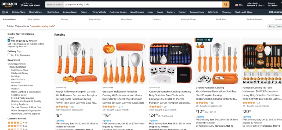 Amazon Search Result Page