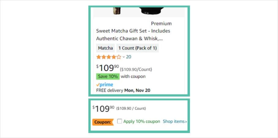 Test 2 Result of price adjustment with a 5% discount or less - Price information in product detail page of Amazon search result