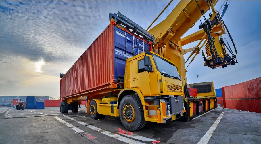 Image of a truck loaded with containers
