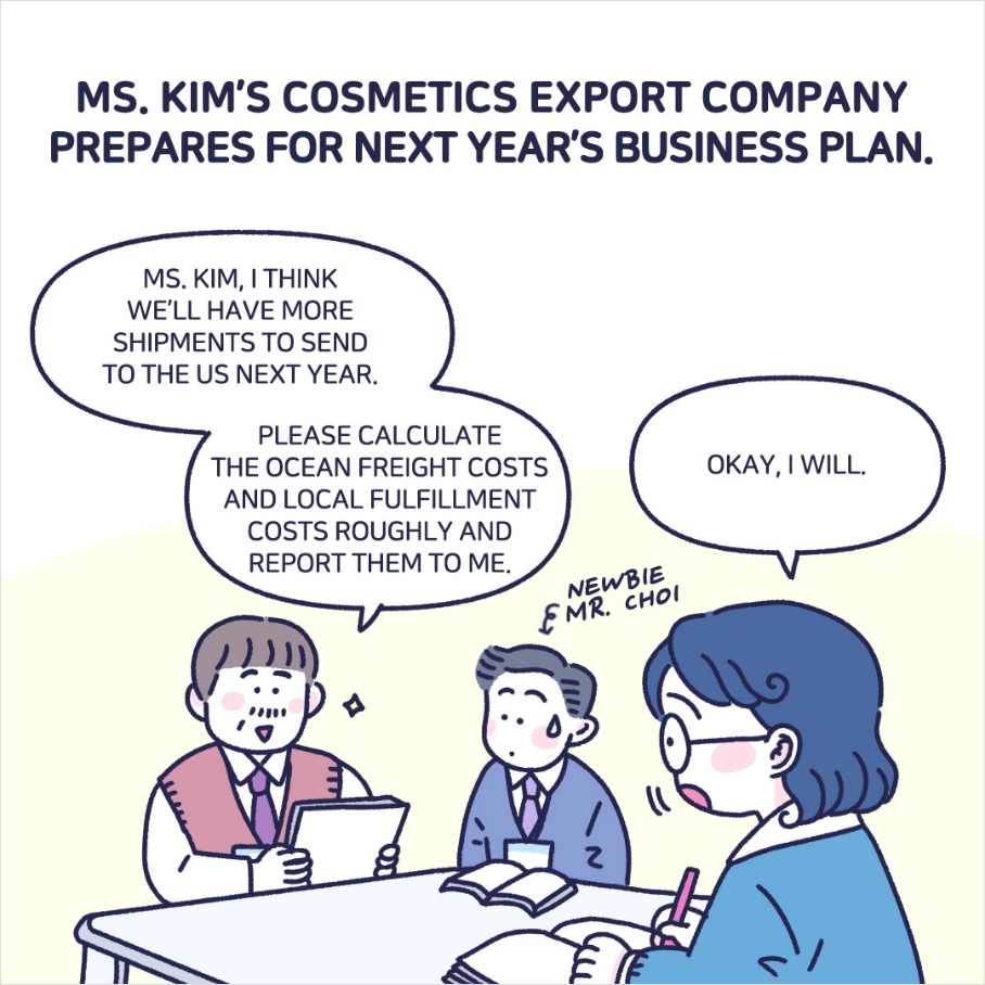 MS. KIM'S COSMETICS EXPORT COMPANY PREPARES FOR NEXT YEAR'S BUSINESS PLAN.