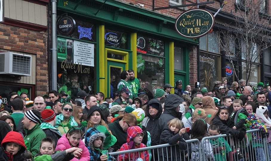 New York City Parade Spectators Dressed in Green on St. Patrick's Day