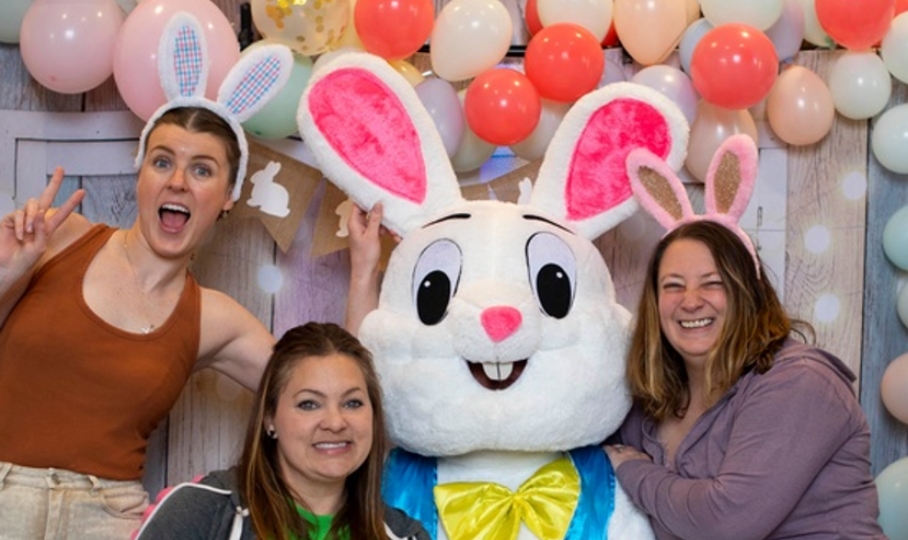 Easter Event Participants Posing with the Easter Bunny