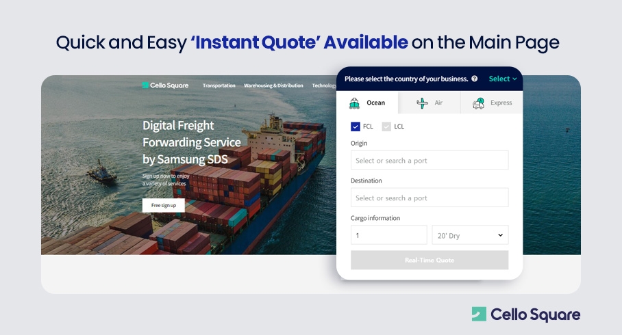 Quick and Easy ‘Instant Quote’ Available on the Main Page