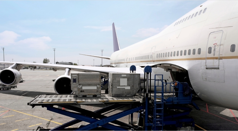 an image of loading a plane