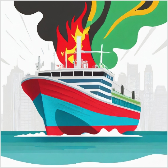 탄자니아 국적 선박, 싱가포르 인근에서 화재