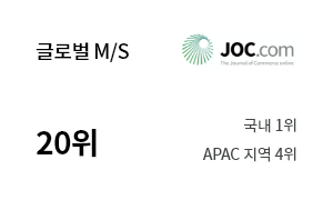 글로벌 M/S 20위 국내 1위 APAC 지역 5위 JOC.com