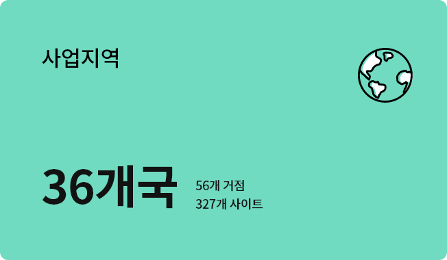 사업지역 36개국 53개 거점 230개 사이트